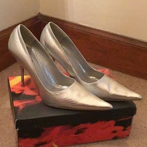 Silver kitten heel